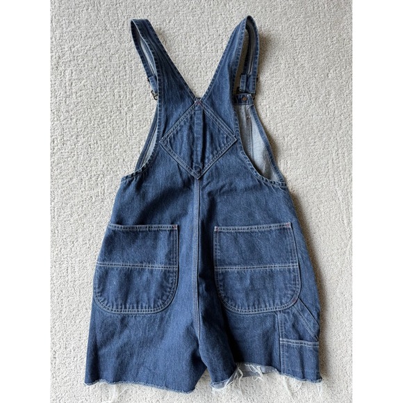 Doen Denim Overalls Shorts 28 Womens Blue Cotton Frayed Hem Pocket Casual - Picture 2 of 13